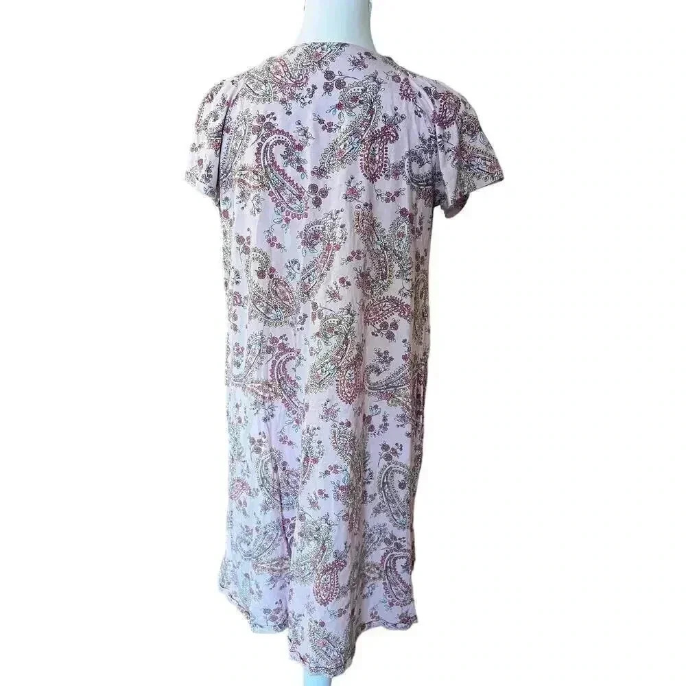 Aria Collection nightgown pink paisley 100% cotton size medium - Picture 6 of 9
